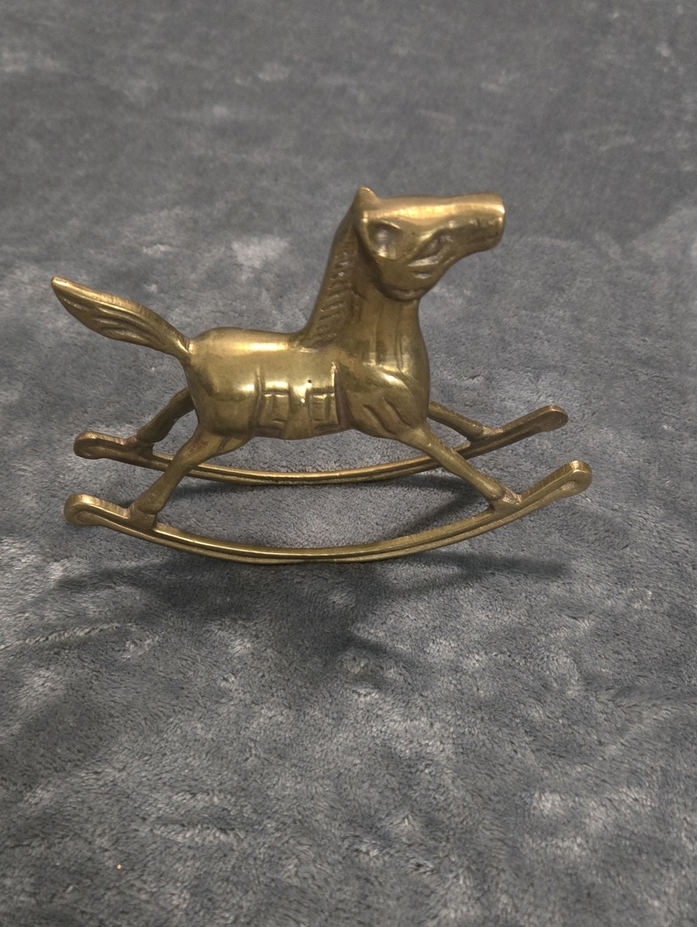 Vintage Miniature Brass Rocking Horse Display Piece Made In India